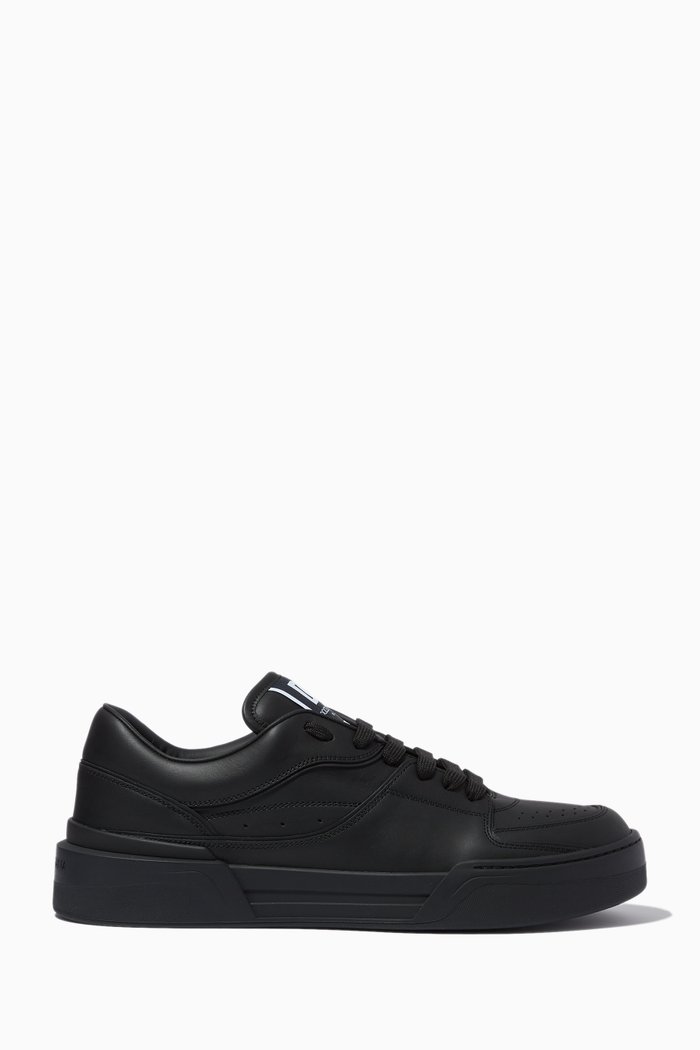 

New Roma Logo Low-top Sneakers in Nappa Leather, Black