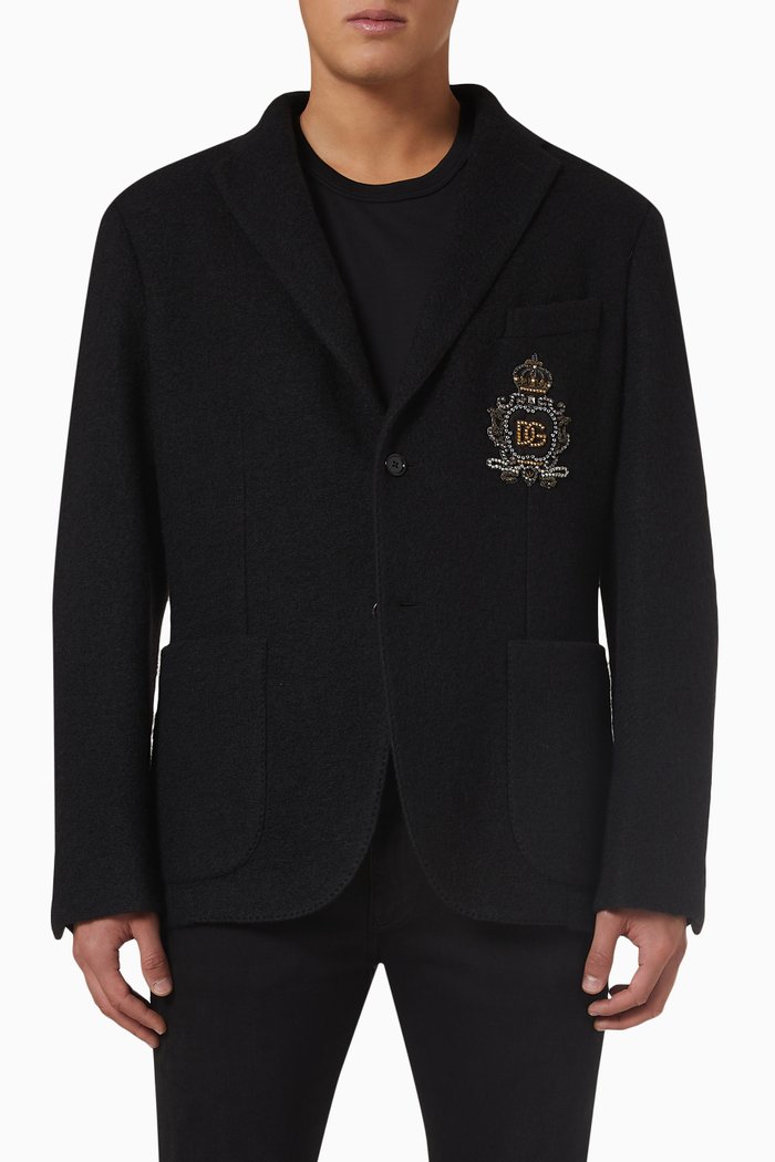 

Dark Side Patch Jacket in Wool-blend, Black