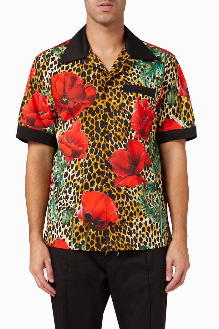 

Printed Shirt in Cotton, Brown