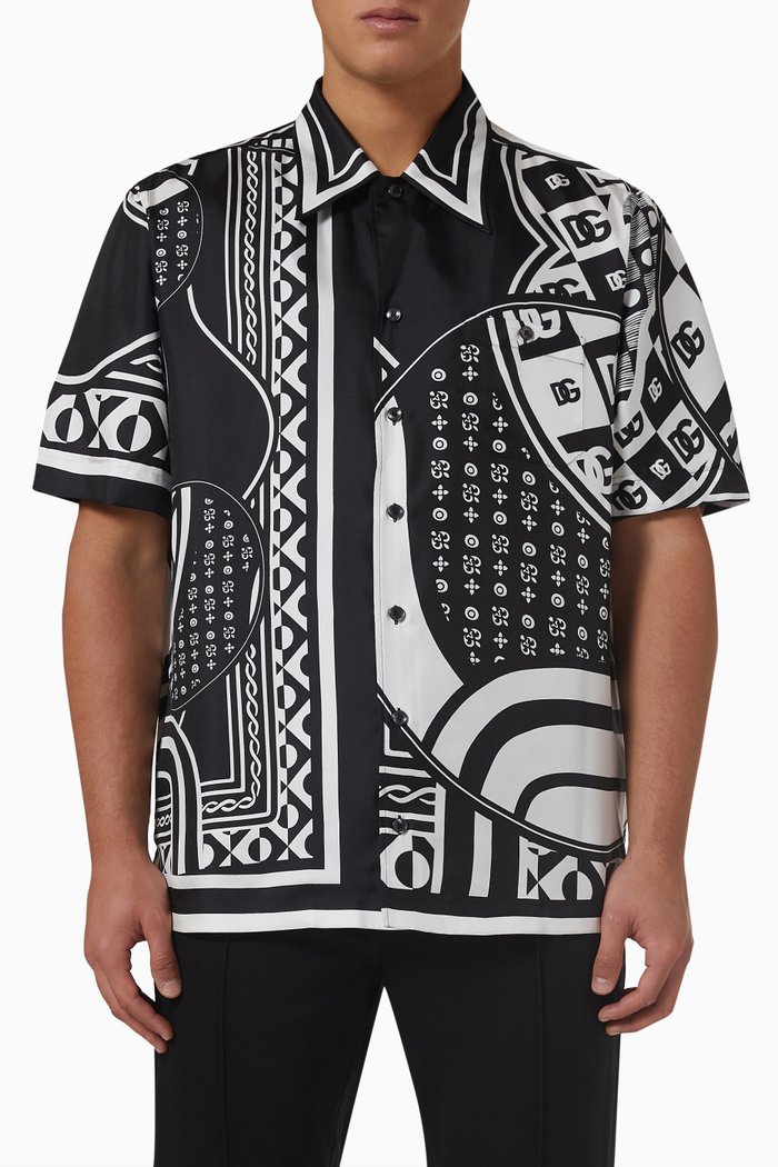 

Dark Side Bandana-print Shirt in Silk, Black