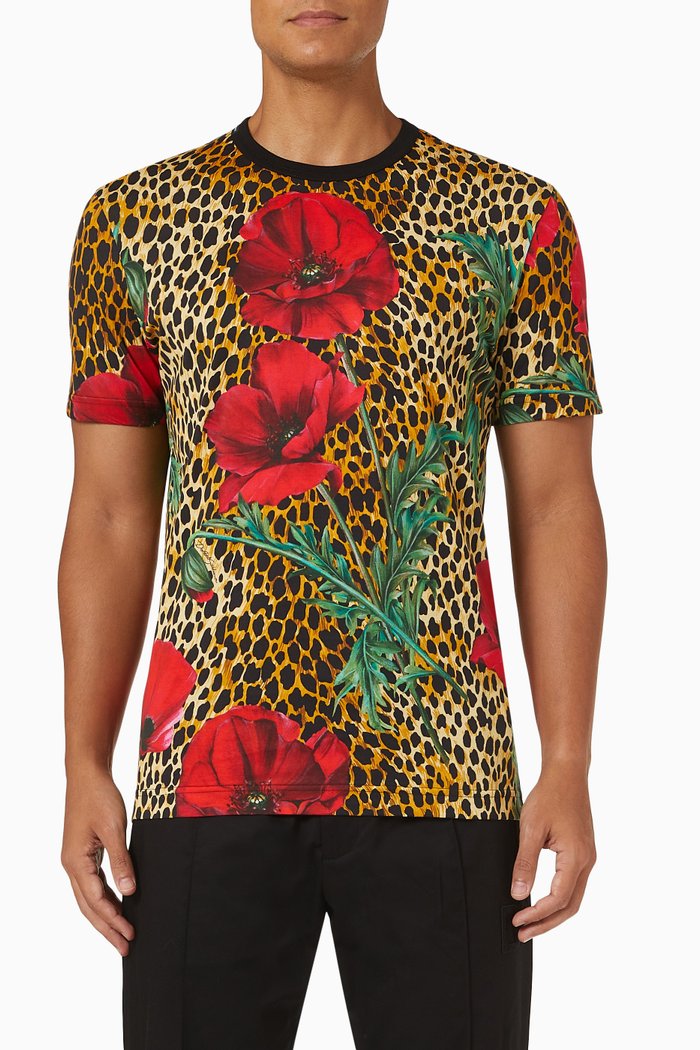 

Printed T-shirt in Cotton Jersey, Brown