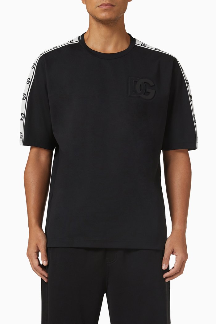 

Printed T-shirt in Cotton Jersey, Black