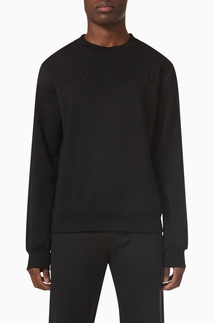 

Embossed Logo Sweatshirt in Technical Jersey, Black