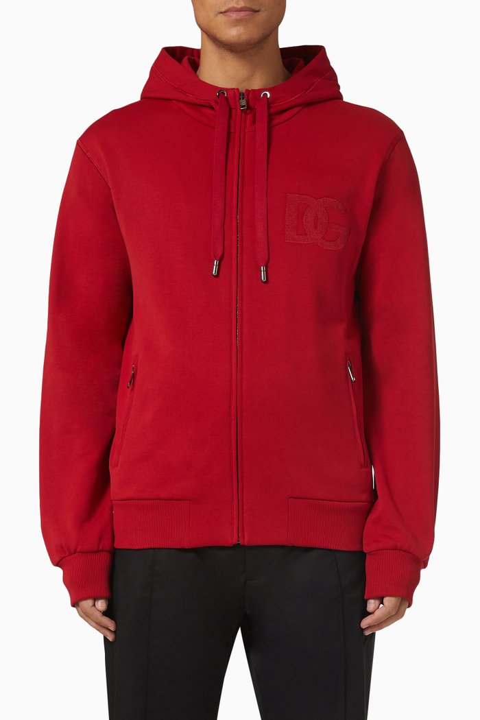 Logo Hoodie in Fleece, Red