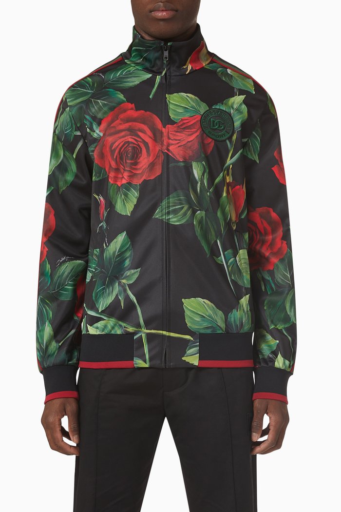 

Eden Rose Zip-up Sweatshirt in Technical Jersey, Black