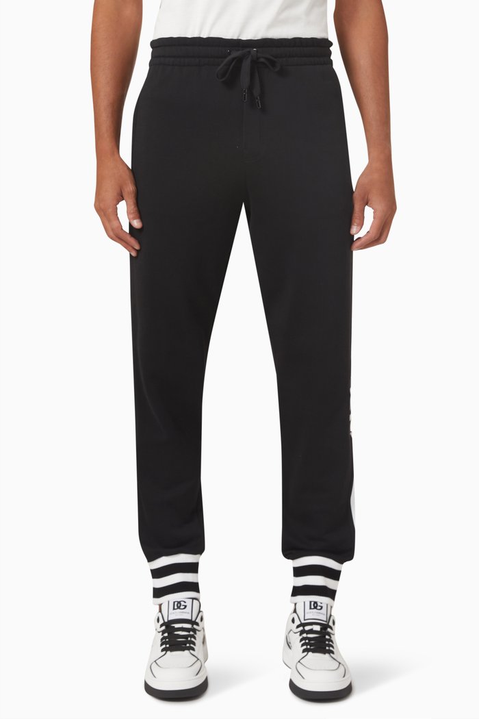 

DG Logo Stripe Sweatpants in Cotton-jersey, Black