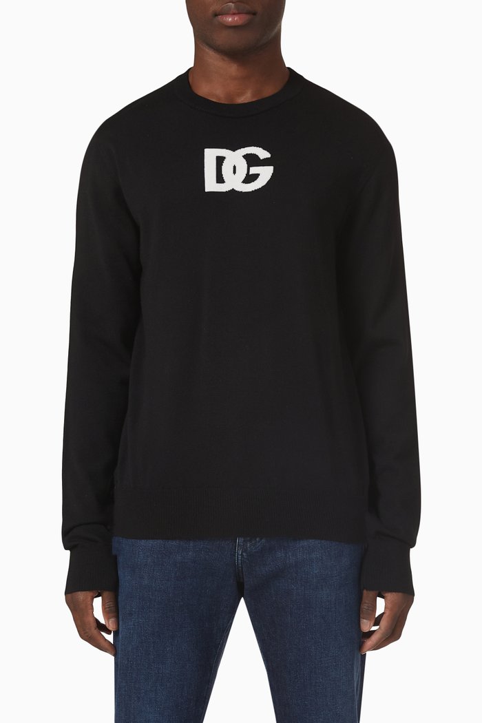 

Logo Sweater in Wool, Black