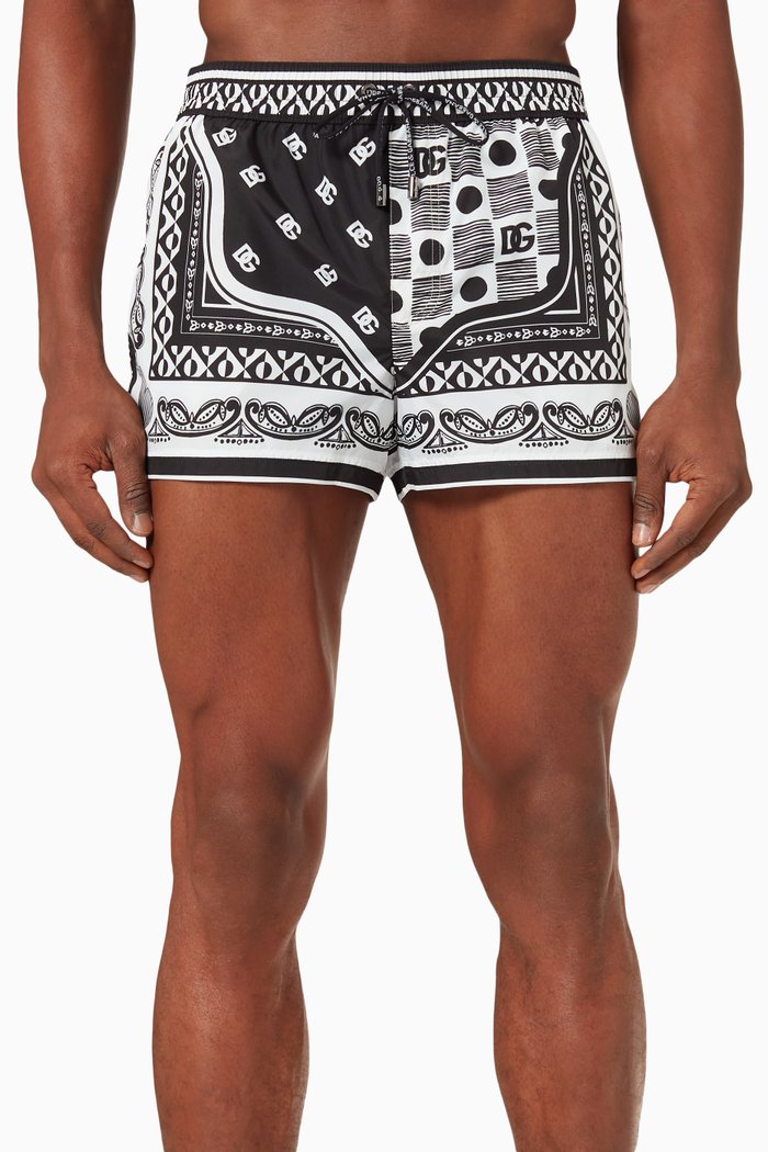 

Bandana Swim Shorts in Nylon, Black