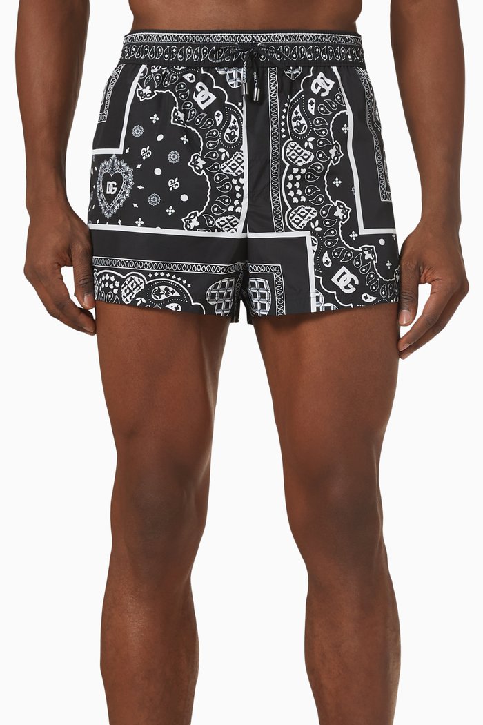 

Dark Side Swim Shorts in Bandanna Print, Black