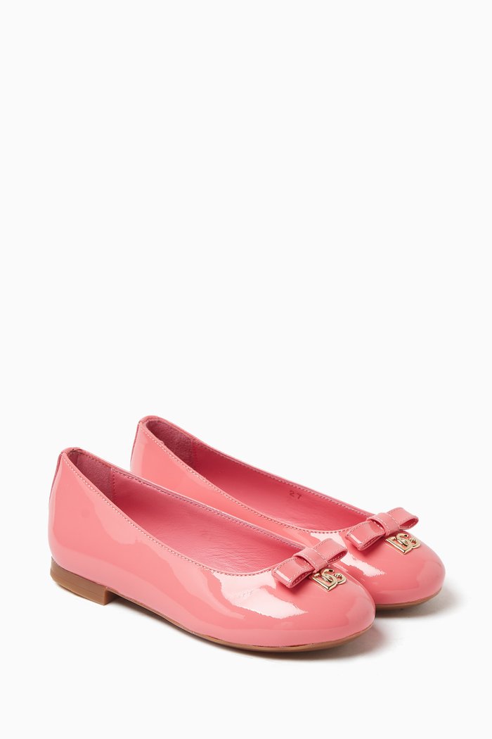 

DG Logo Ballerina Shoes in Patent Leather, Pink