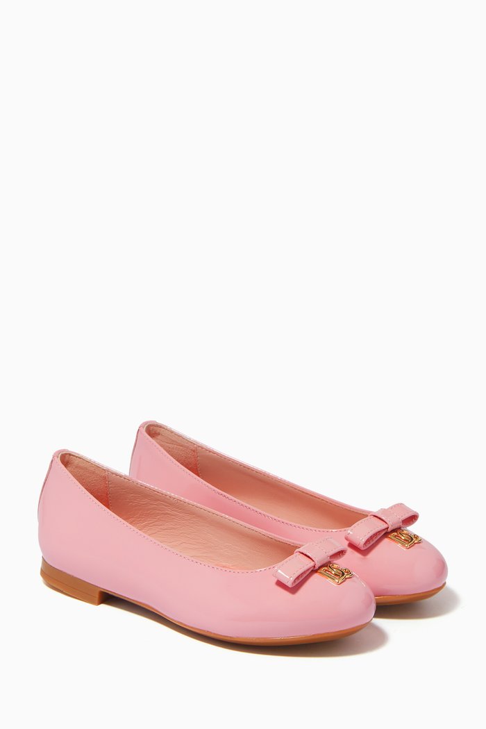 

DG Logo Ballerina Shoes in Patent Leather, Pink