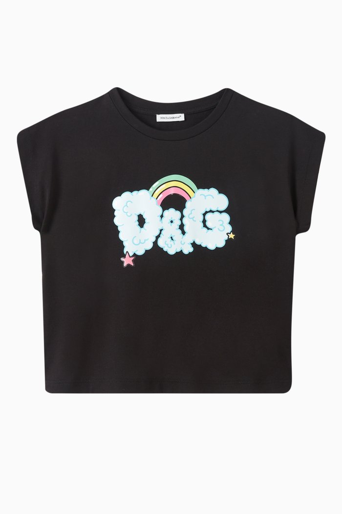 Rainbow Logo T-shirt in Cotton, Black