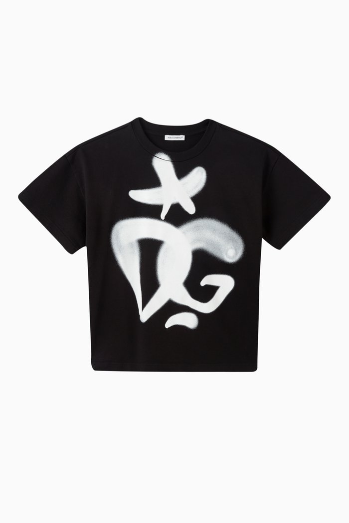 Graffiti Logo T-shirt in Cotton, Black