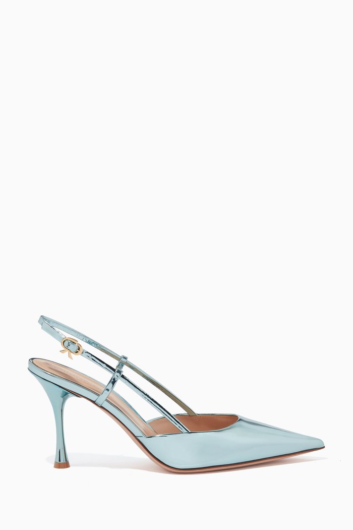 

Ascent 85mm Slingback Heels in Metallic Leather, Blue