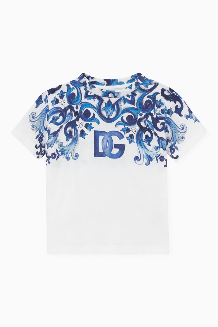 

Majolica Print Logo T-shirt in Cotton, Blue