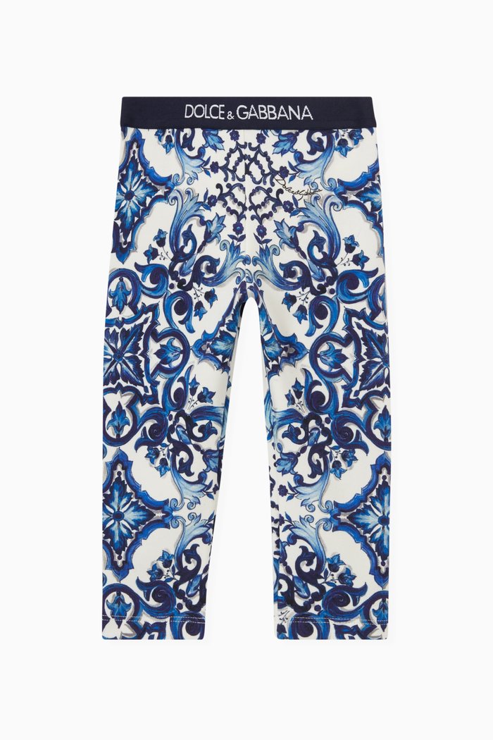 

Majolica Print Leggings in Jersey, Blue