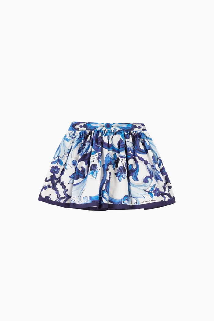 

Maiolica Skirt in Cotton Poplin, Blue