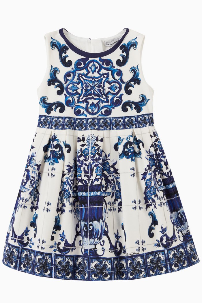 

Majolica Dress in Cotton, Blue