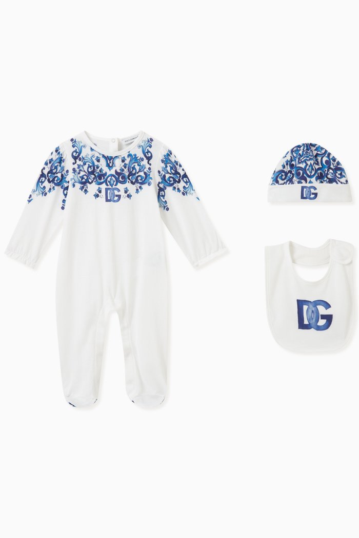

Maiolica Sleepsuit Set in Cotton, Blue