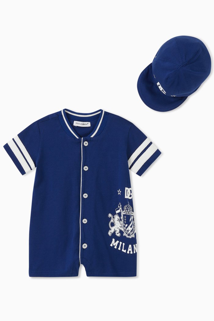 

Crest Logo Sport Romper & Hat Set, Blue