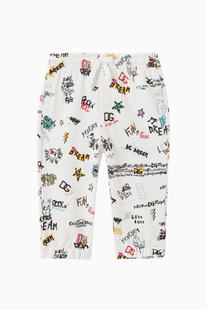 DG Rock-print Sweatpants in Cotton-jersey, White