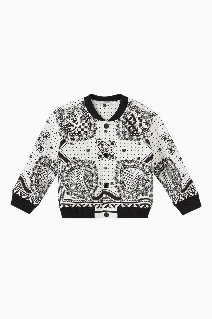 

Logo Bandana Bomber Sweatshirt in Cotton, White