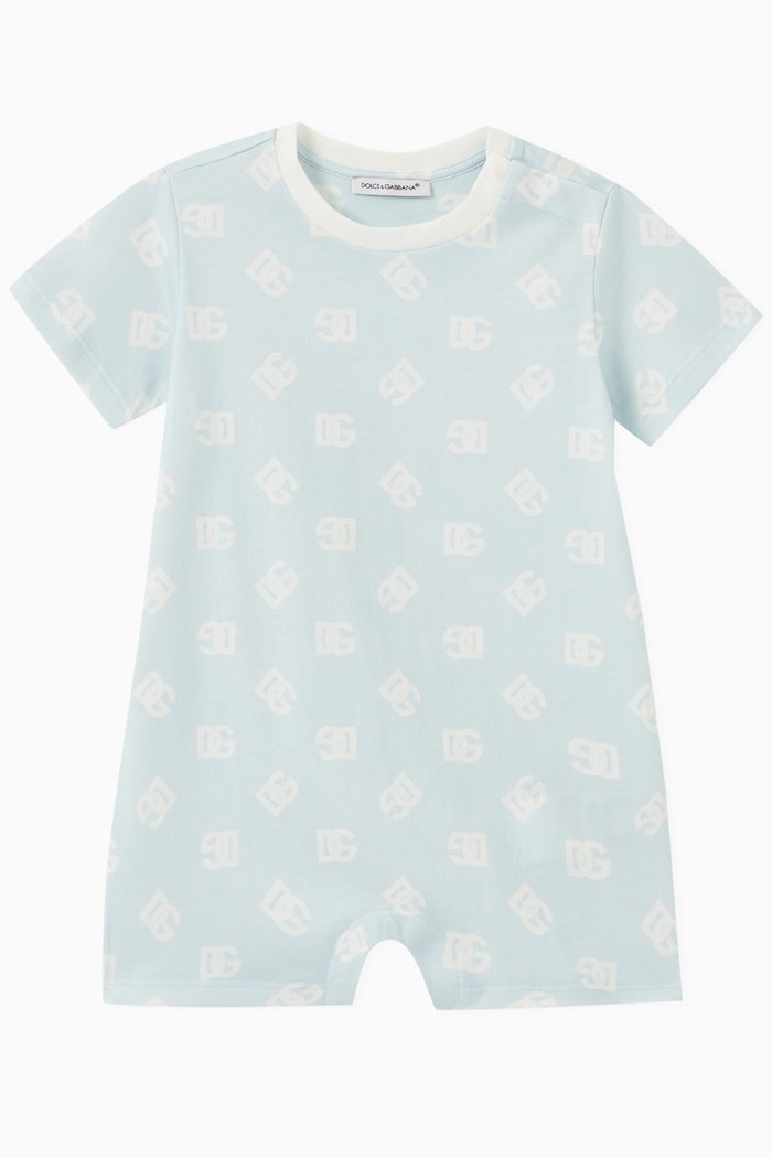 

DG Logo-print Romper in Cotton-jersey, Blue