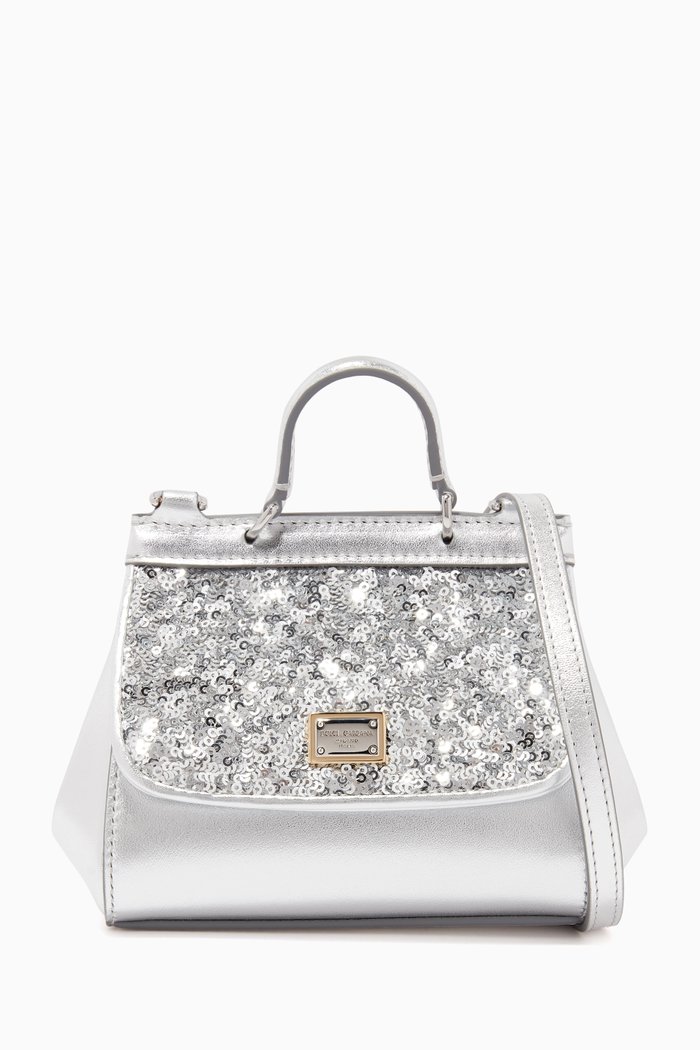 Sicily Mini Bag in Foiled Nappa Leather, Silver