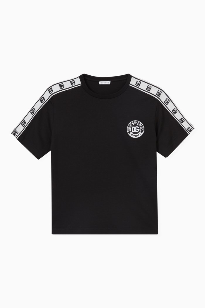 Logo Stripe T-shirt in Cotton, Black