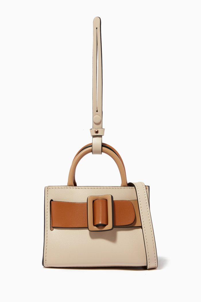 

Bobby Charm Mini Crossbody Bag in Palmellato Calfskin, Neutral