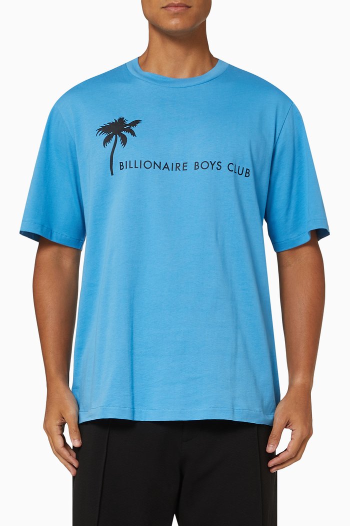 Palm Graphic T-shirt in Cotton, Blue
