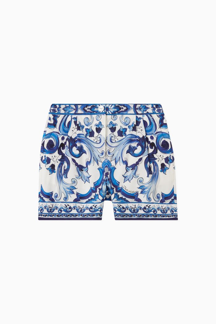 

Maiolica Print Shorts in Cotton, Blue