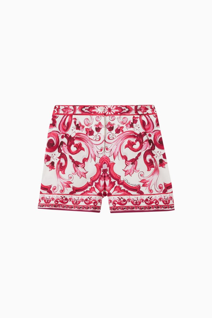 Maiolica Print Shorts in Cotton, Pink