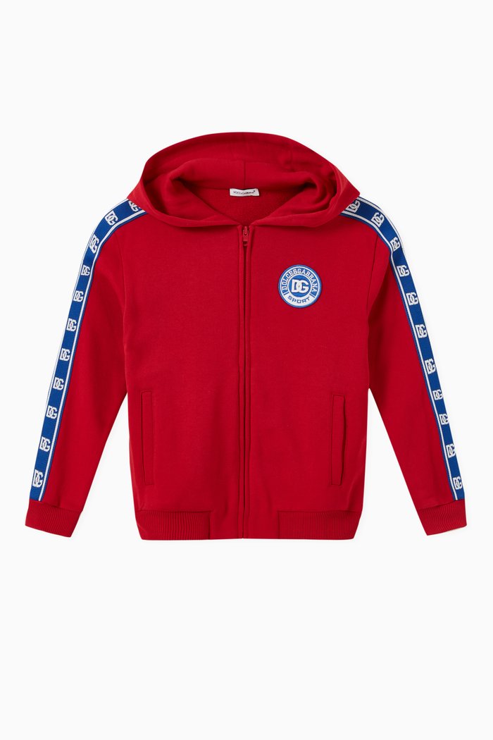

Sport Logo Striped Hoodie, Red