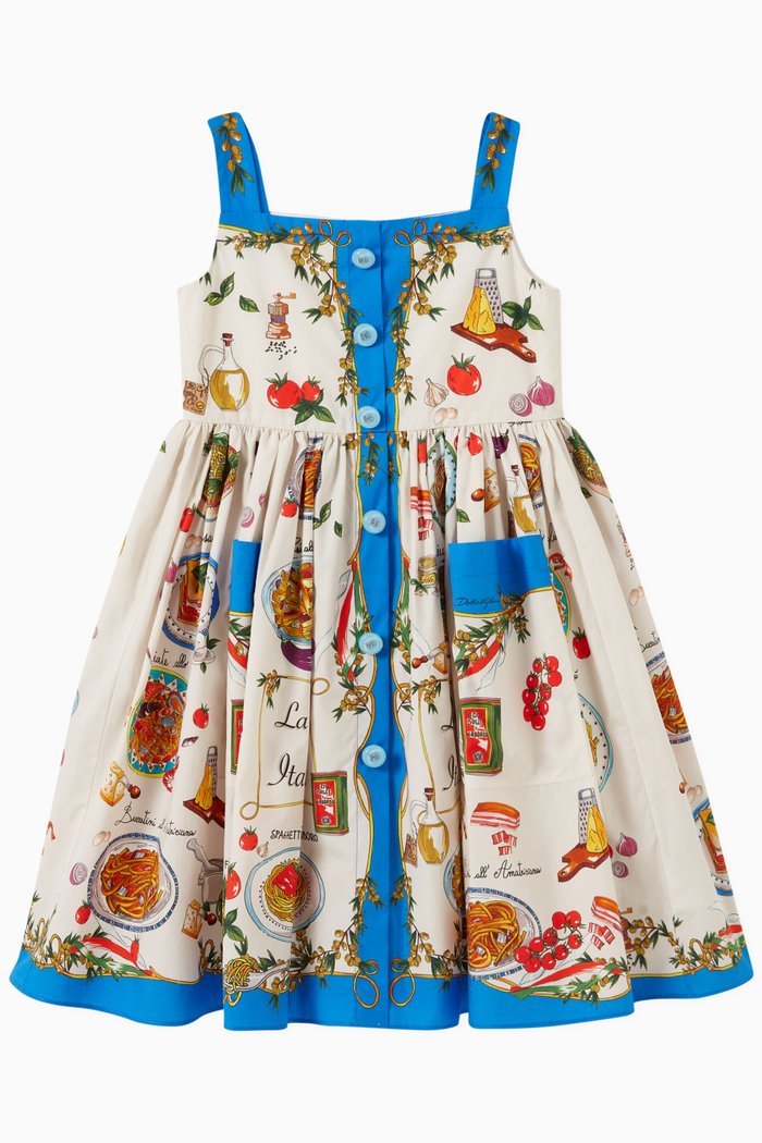 

Pasta Print Dress in Poplin, Neutral