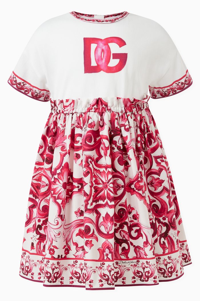 

Maiolica Logo Dress in Cotton, Pink