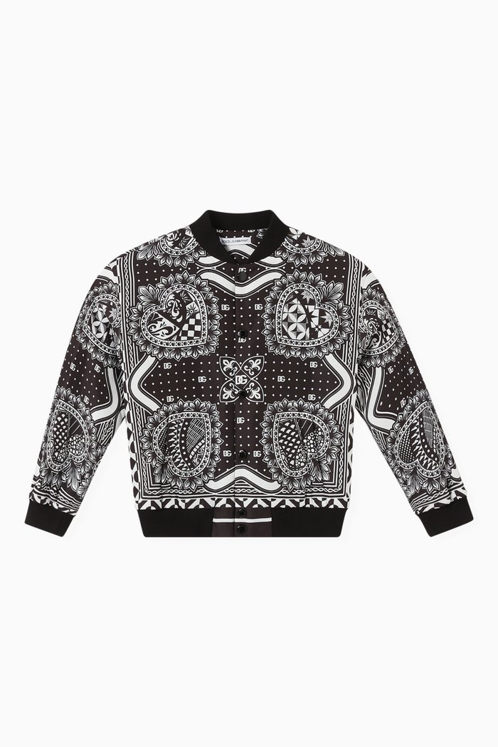 

Reversible Bandana-print Bomber Jacket in Nylon, Black