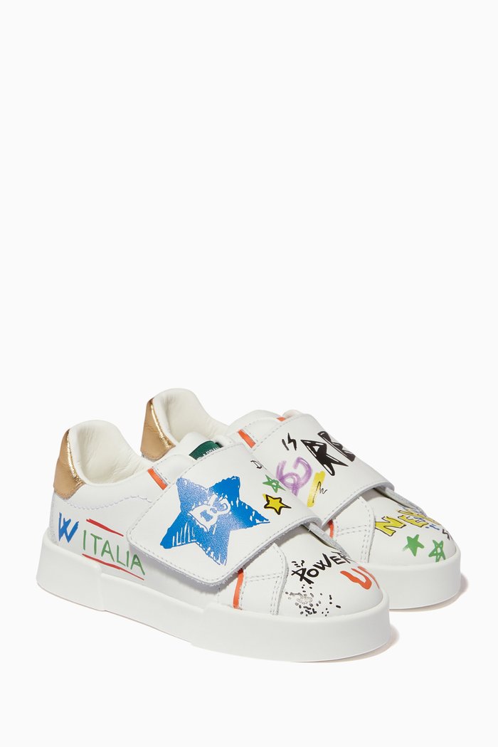 

Graffiti Print Portofino Light Sneakers, White
