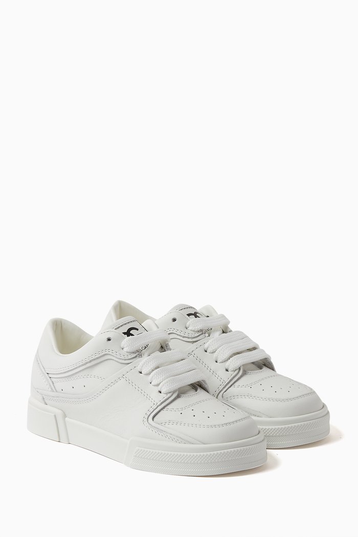 DG Logo Sneakers in Calfskin Leather, White