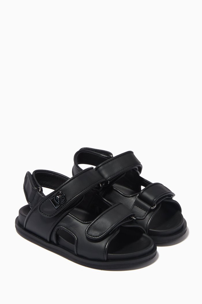 

Logo Sandals in Calfskin Leather, Black