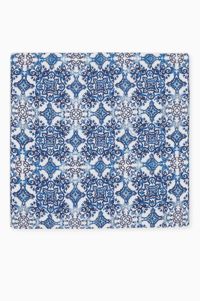 

Majolica-printed Blanket in Cotton, Blue