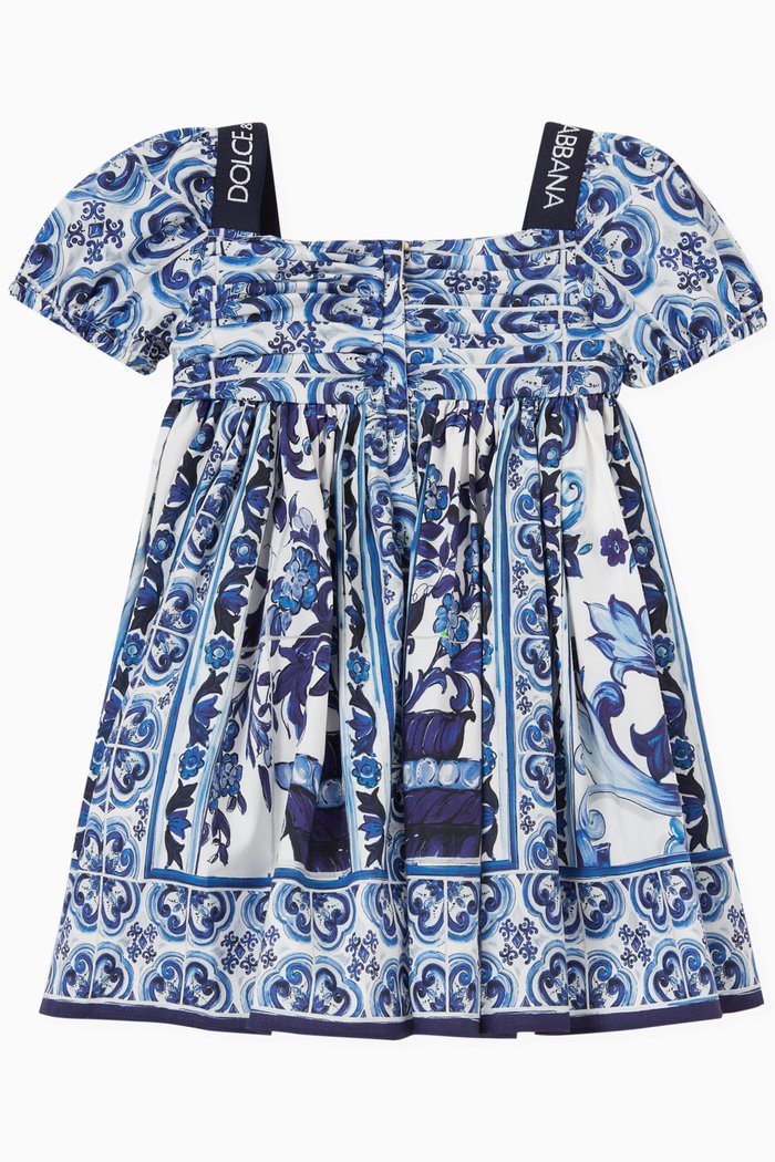 

Majolica Print Dress in Poplin, Blue
