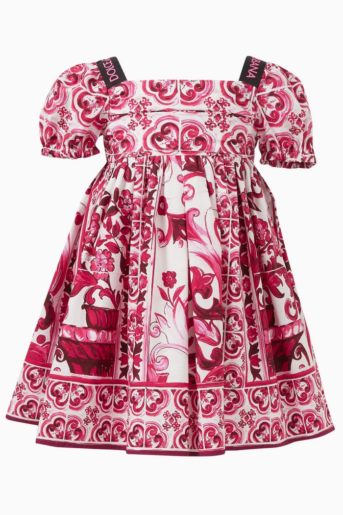 

Majolica Print Dress in Poplin, Pink