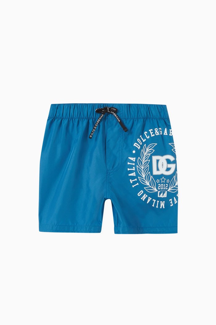 

DG Crest Logo-print Swim Shorts in Nylon, Blue