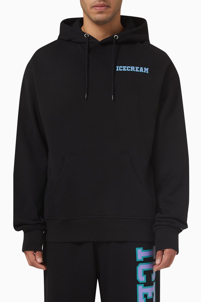 

College Hoodie in Cotton Jersey, Black