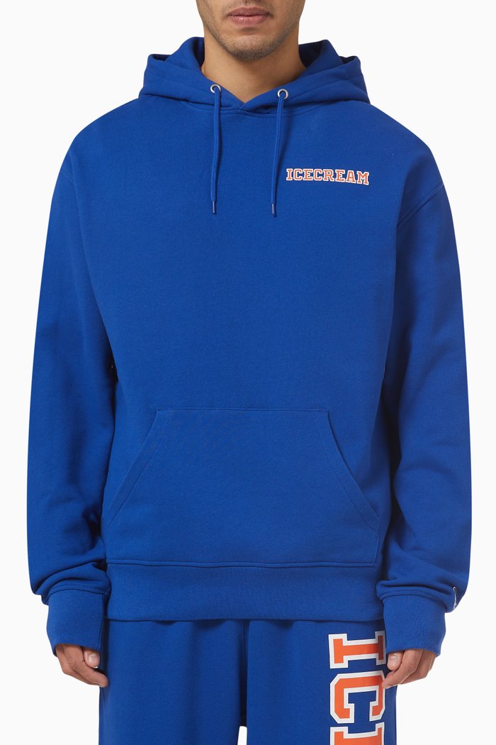 

College Hoodie in Cotton Jersey, Blue