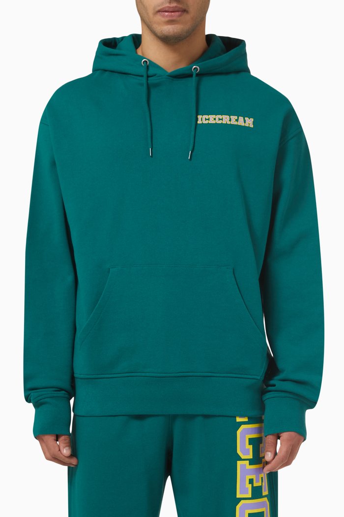 

College Hoodie in Cotton Jersey, Green