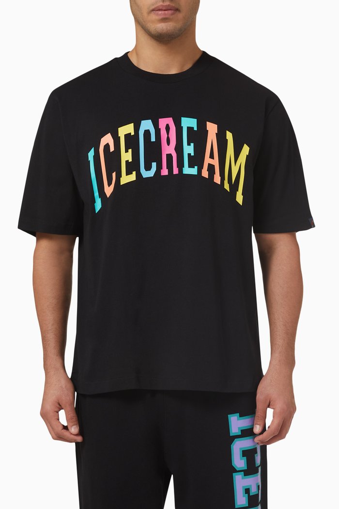 

College T-shirt in Cotton Jersey, Black