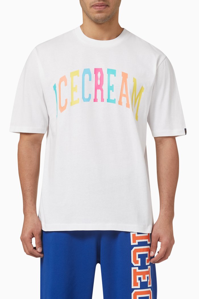 

College T-shirt in Cotton Jersey, White