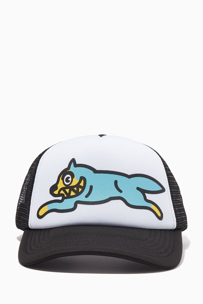 

Running Dog Trucker Cap in Cotton, Black
